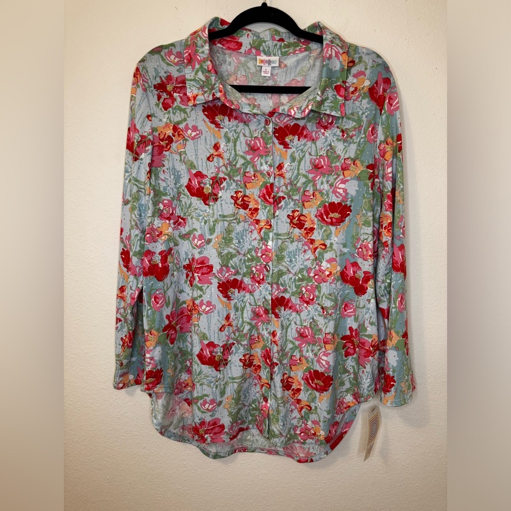NEW LuLaRoe Valentina Large Floral Button Down Shirt